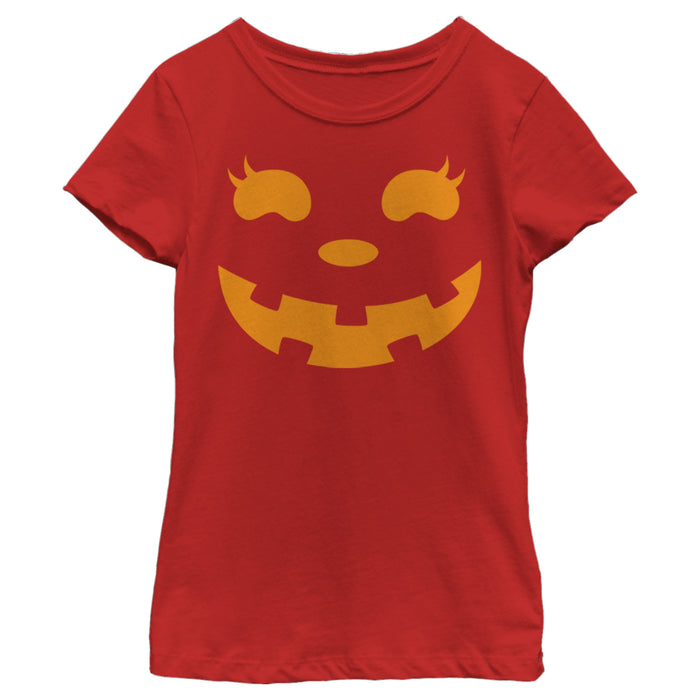Fifth Sun Girl's CHIN UP Halloween Jack O' Lantern Face T-Shirt