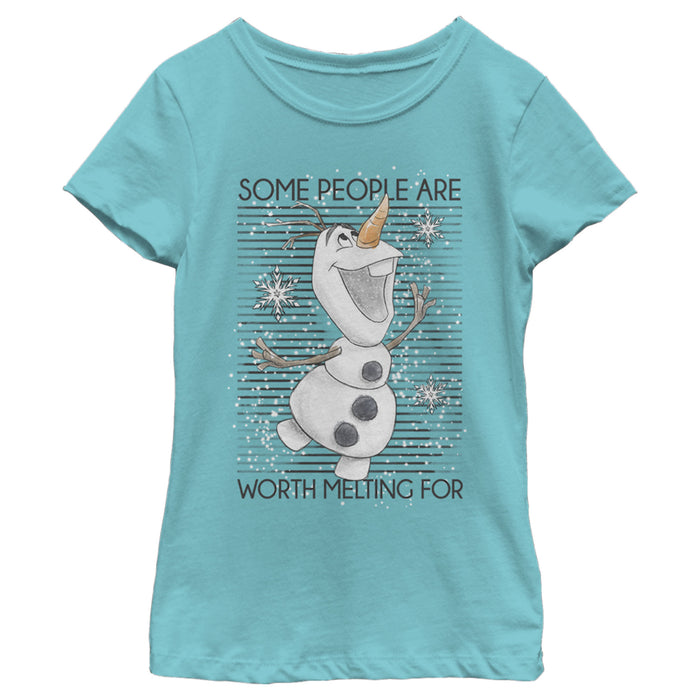 fifth sun Girl's Frozen Olaf Some People Are Worth Melting For T-Shirt