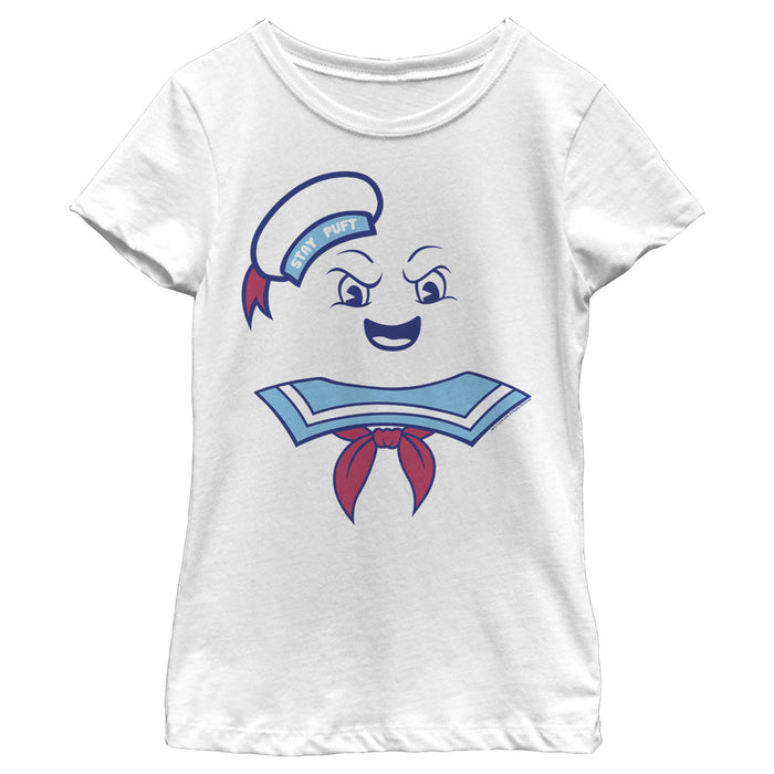 fifth sun Girl's Ghostbusters Stay Puft Marshmallow Man Face T-Shirt