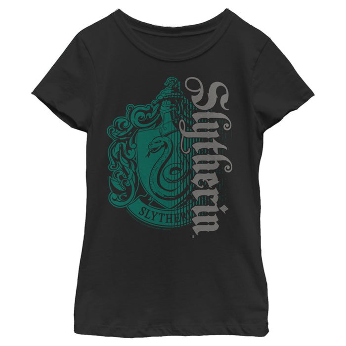 fifth sun Girl's Harry Potter Slytherin Dark Badge Logo T-Shirt