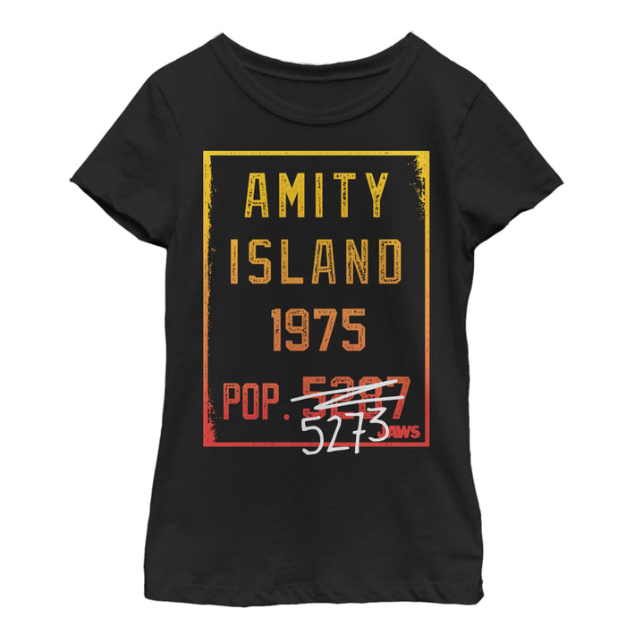 fifth sun Girl's Jaws Amity Island Population T-Shirt