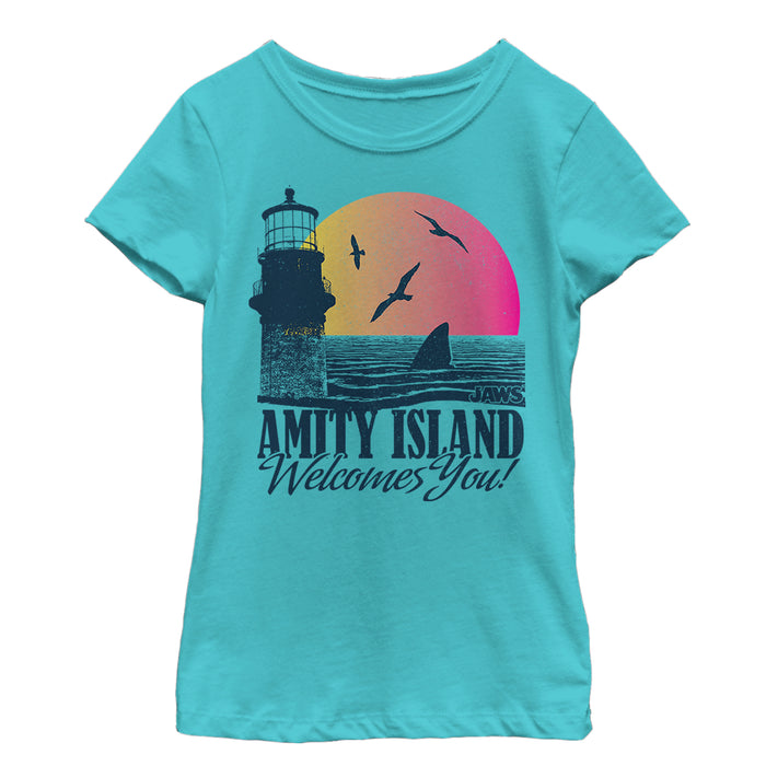 fifth sun Girl's Jaws Amity Island Tourist Welcome T-Shirt