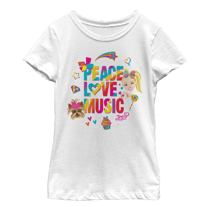 fifth sun Girl's Jojo Siwa Peace Love Music Rainbow T-Shirt