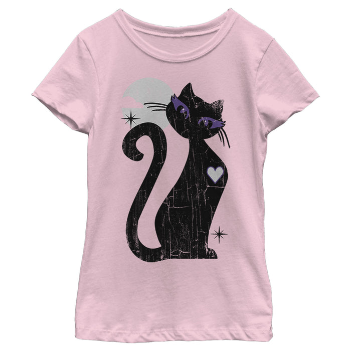 Fifth Sun Girl's Lost Gods Halloween Full Moon Cat Heart T-Shirt