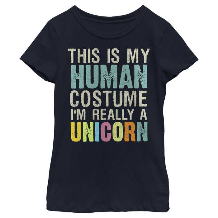 fifth sun Girl's Lost Gods Unicorn in Human Costume T-Shirt