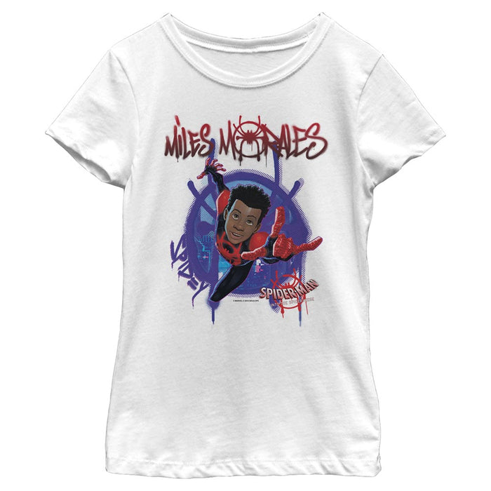 fifth sun Girl's Marvel Spider-Man: Into the Spider-Verse Miles Morales Splat T-Shirt