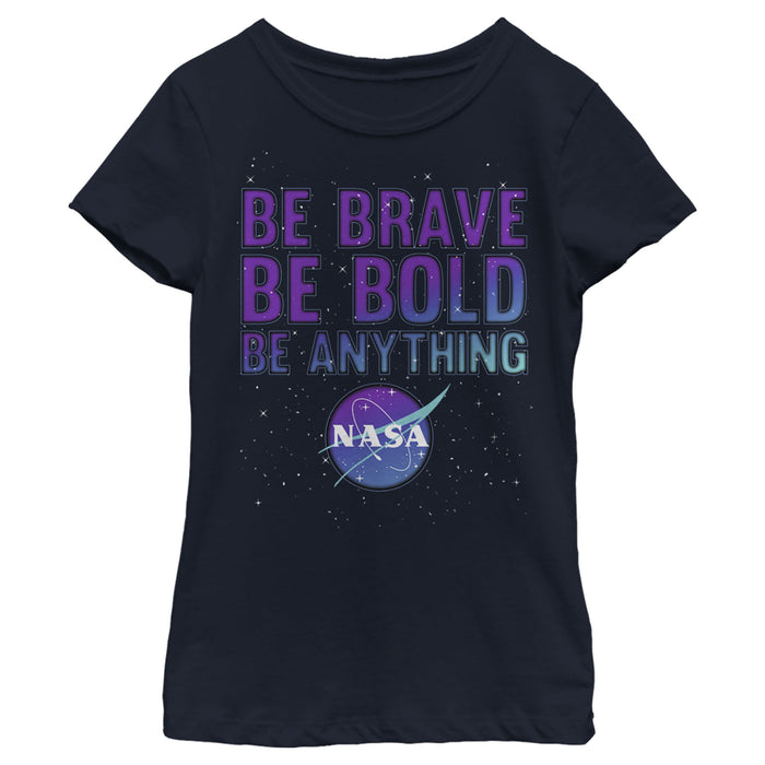 fifth sun Girl's NASA Be Be Bold Be Anything Logo T-Shirt