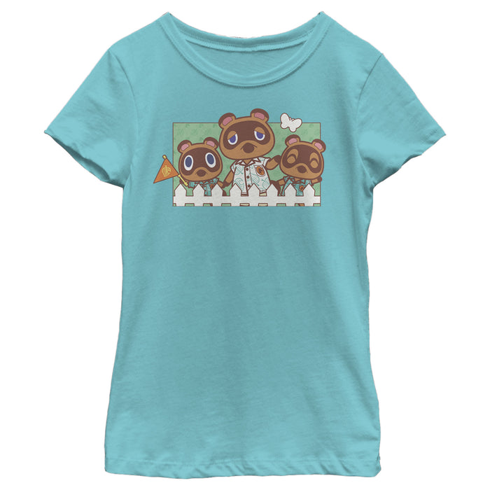 Fifth Sun Girl's Nintendo Animal Crossing Nook Family Portrait T-Shirt