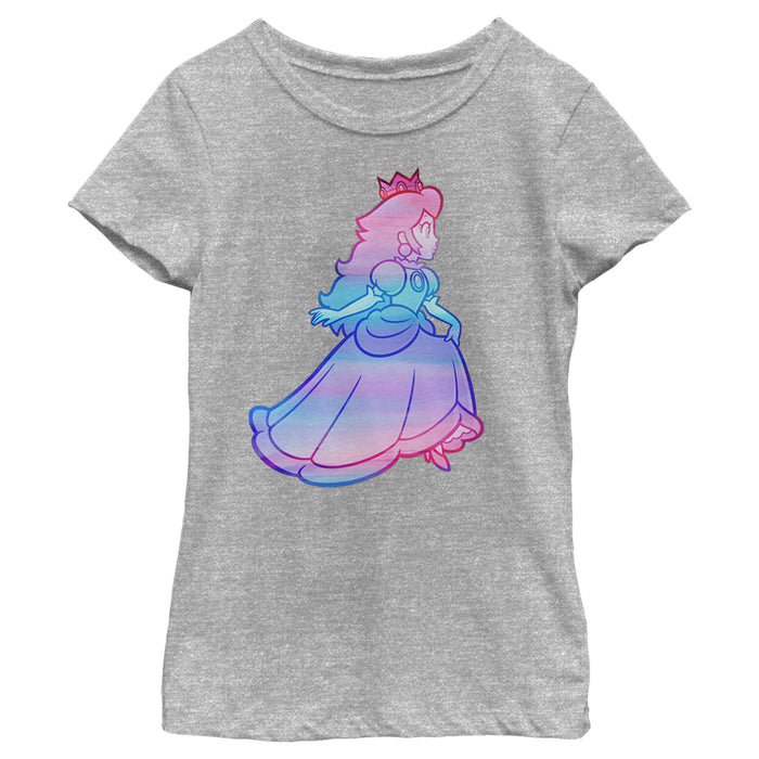 Fifth Sun Girl's Nintendo Princess Peach Rainbow Fade T-Shirt