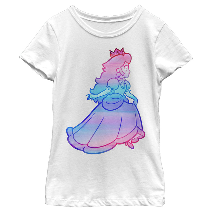 fifth sun Girl's Nintendo Princess Peach Rainbow Fade T-Shirt