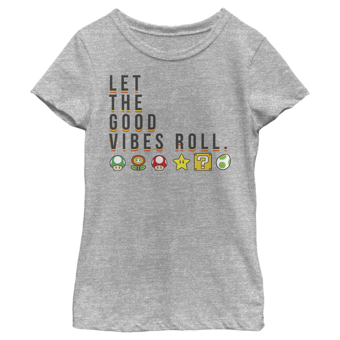 Fifth Sun Girl's Nintendo Super Mario Items Let The Good Vibes Roll T-Shirt