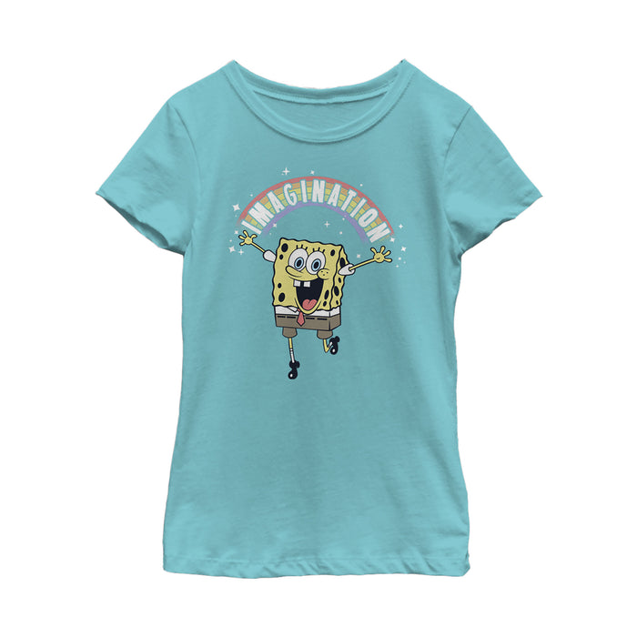 fifth sun Girl's SpongeBob SquarePants Imagination Rainbow T-Shirt