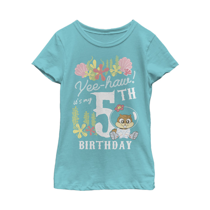 fifth sun Girl's SpongeBob SquarePants Sandy 5th Birthday T-Shirt