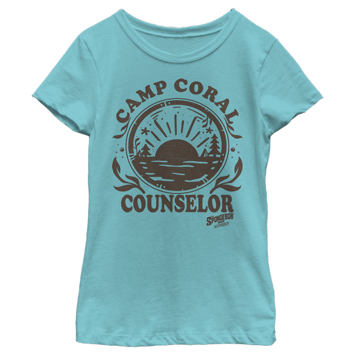 fifth sun Girl's SpongeBob SquarePants Sponge on the Run Camp Coral Counselor Costume T-Shirt