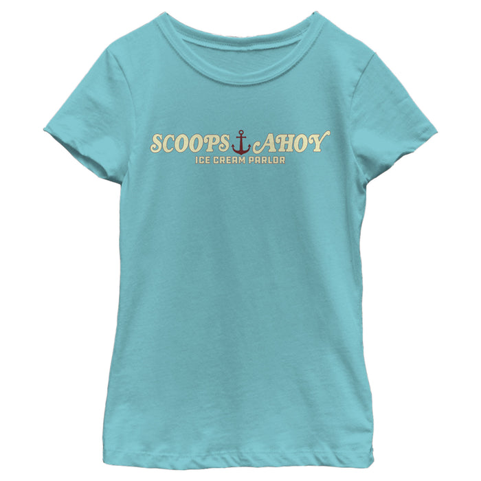 fifth sun Girl's Stranger Things Scoops Ahoy Nautical Logo T-Shirt