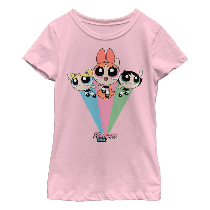 fifth sun Girl's The Powerpuff Girls Rainbow Flight T-Shirt