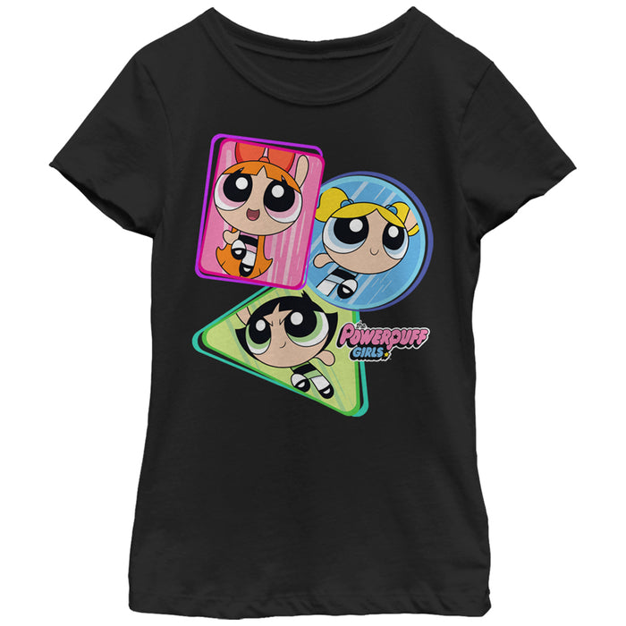 fifth sun Girl's The Powerpuff Girls Superhero Shapes T-Shirt