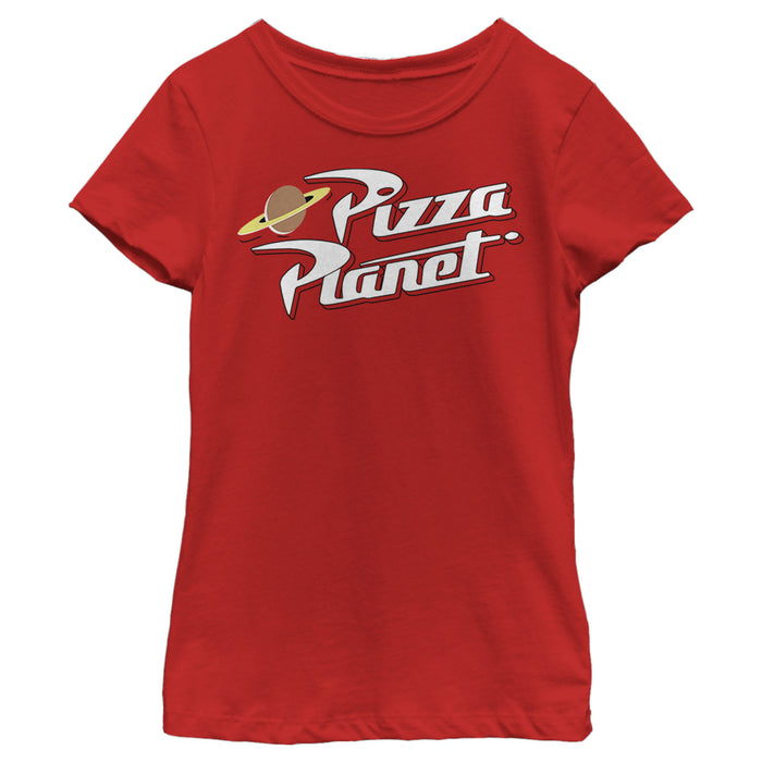 fifth sun Girl's Toy Story Iconic Pizza Planet Logo T-Shirt