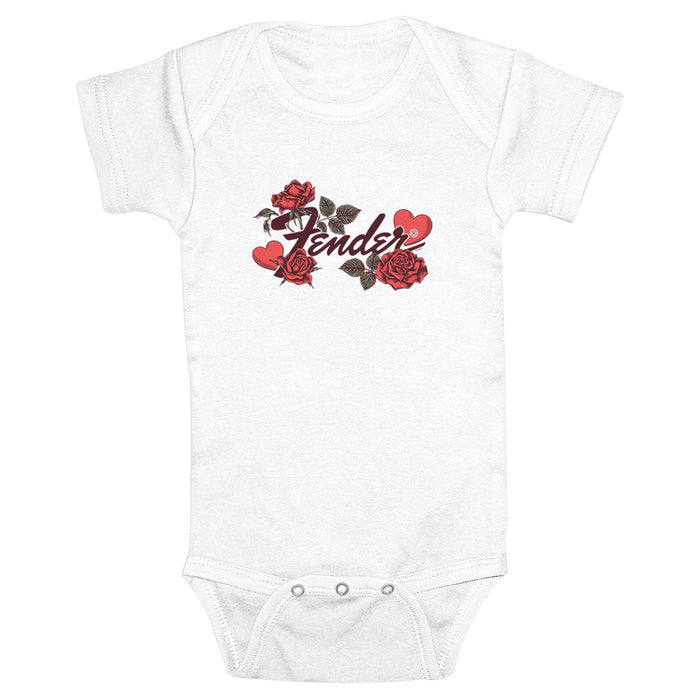 Fifth Sun Infant's Fender Valentine Hearts And Roses Logo Onesie