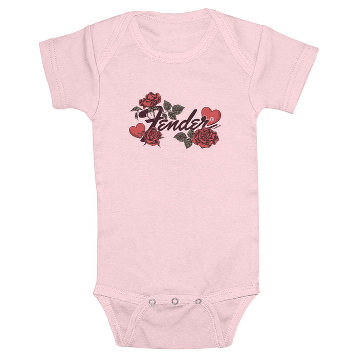 fifth sun Infant's Fender Valentine Hearts and Roses Logo Onesie