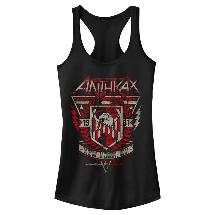 fifth sun Junior's Anthrax Distressed Eagle 1981 Racerback Tank Top