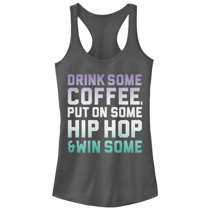 fifth sun Junior's CHIN UP Coffee and Hip Hop Racerback Tank Top