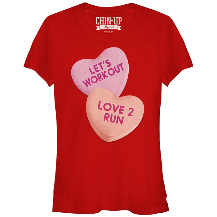 fifth sun Junior's CHIN UP Valentine Heart Candy Workout T-Shirt
