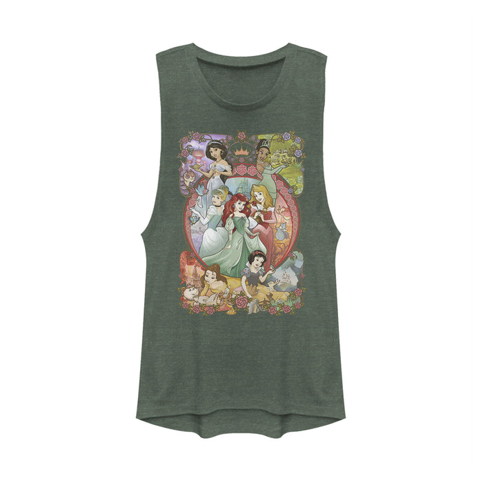 fifth sun Junior's Disney Princesses Vintage Collage Festival Muscle Tee
