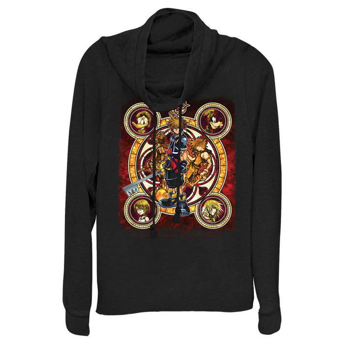 fifth sun Junior's Kingdom Hearts 2 Stained Glass Art Cowl Neck Sweatshirt
