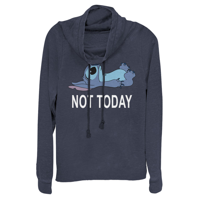 fifth sun Junior's Lilo & Stitch Not Today Cowl Neck Sweatshirt