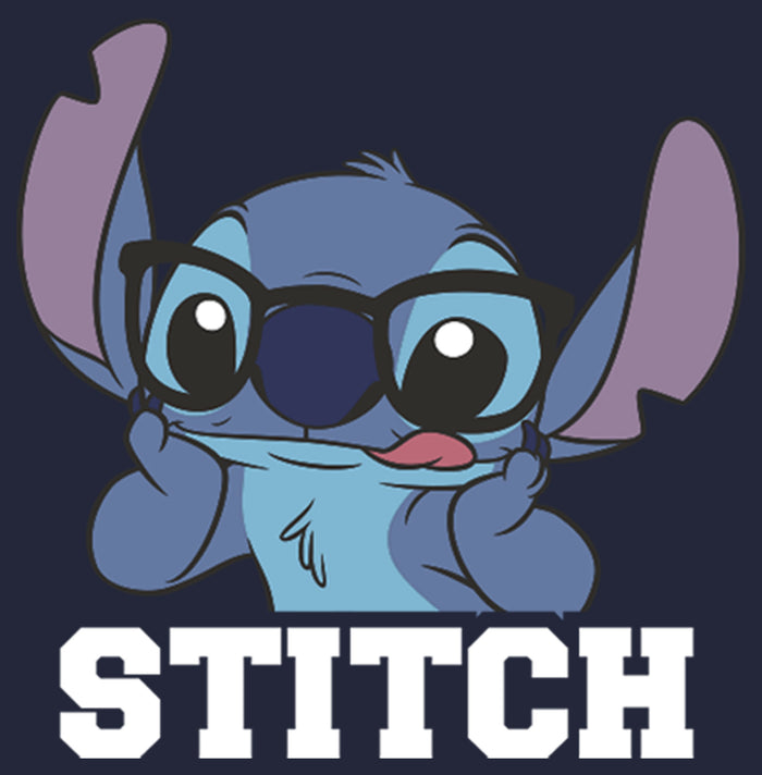 Fifth Sun Junior's Lilo & Stitch Silly Black Glasses Cowl Neck Sweatshirt