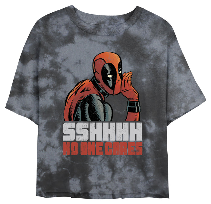 fifth sun Junior's Marvel Deadpool Distressed Sshhhh No One Cares T-Shirt
