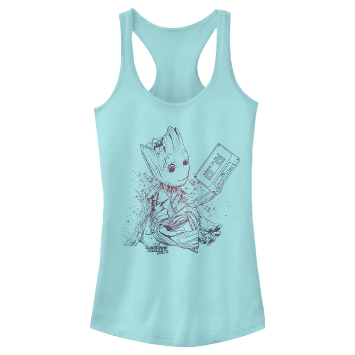 fifth sun Junior's Marvel Guardians of Galaxy Vol. 2 Groot Jams Racerback Tank Top