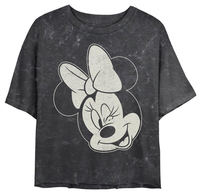 fifth sun Junior's Mickey & Friends Distressed Minnie Wink Portrait T-Shirt