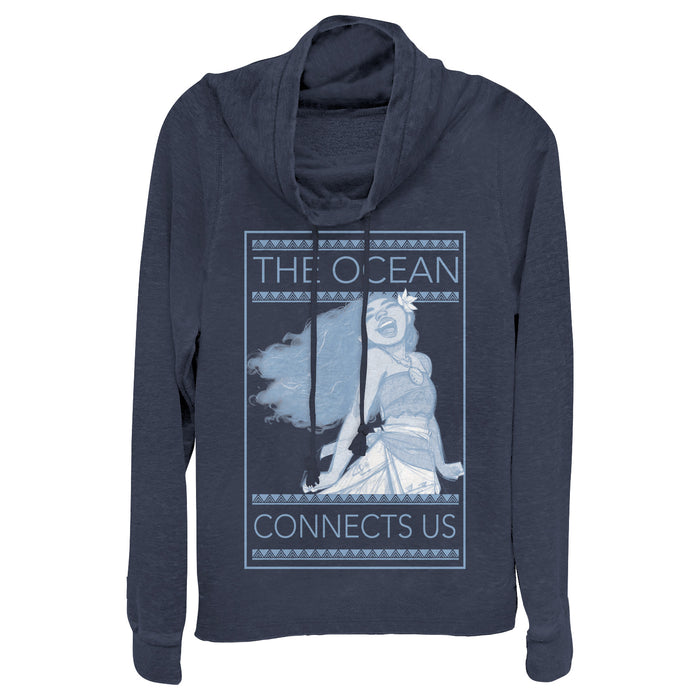 fifth sun Junior's Moana Ocean Connects Us Box Cowl Neck Sweatshirt