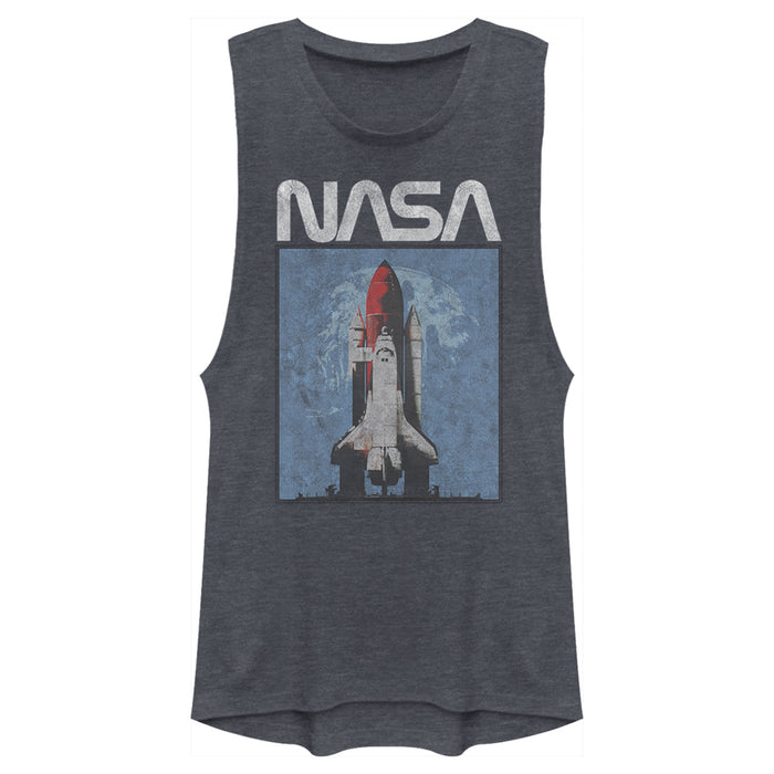 fifth sun Junior's NASA Logo Shuttle Rocket Ship Poster Style Festival Muscle Tee