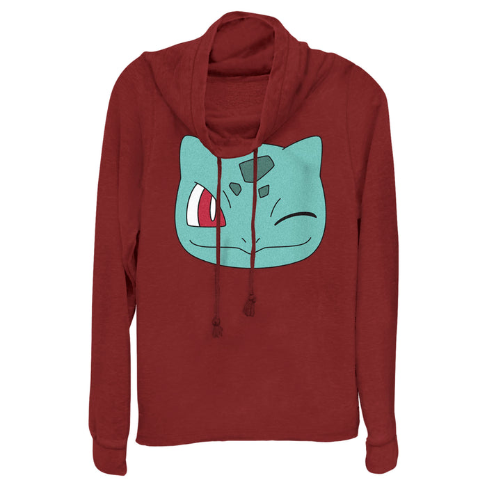 Fifth Sun Junior's Pokemon Bulbasaur Wink Face Cowl Neck Sweatshirt