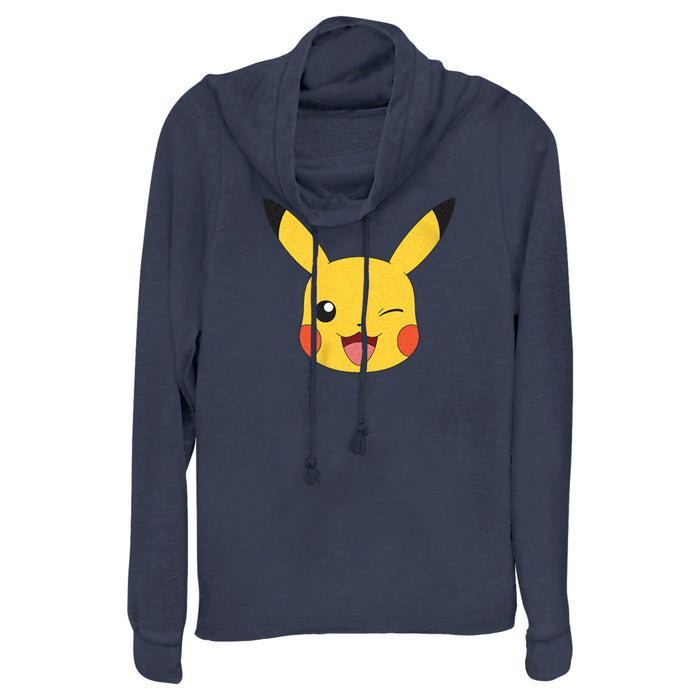 Fifth Sun Junior's Pokemon Pikachu Wink Face Cowl Neck Sweatshirt