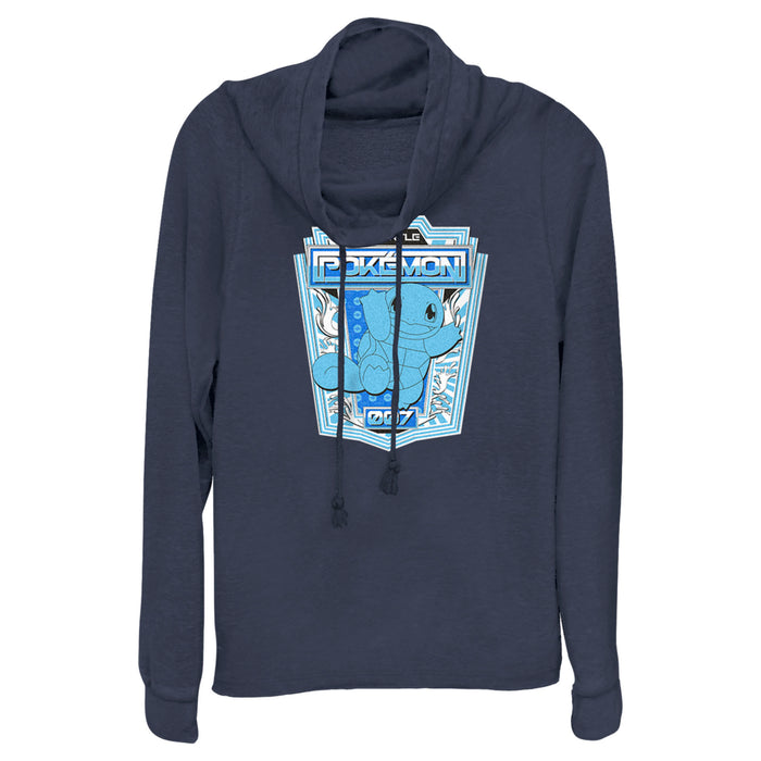 fifth sun Junior's Pokemon Squirtle Metallic Badge Cowl Neck Sweatshirt