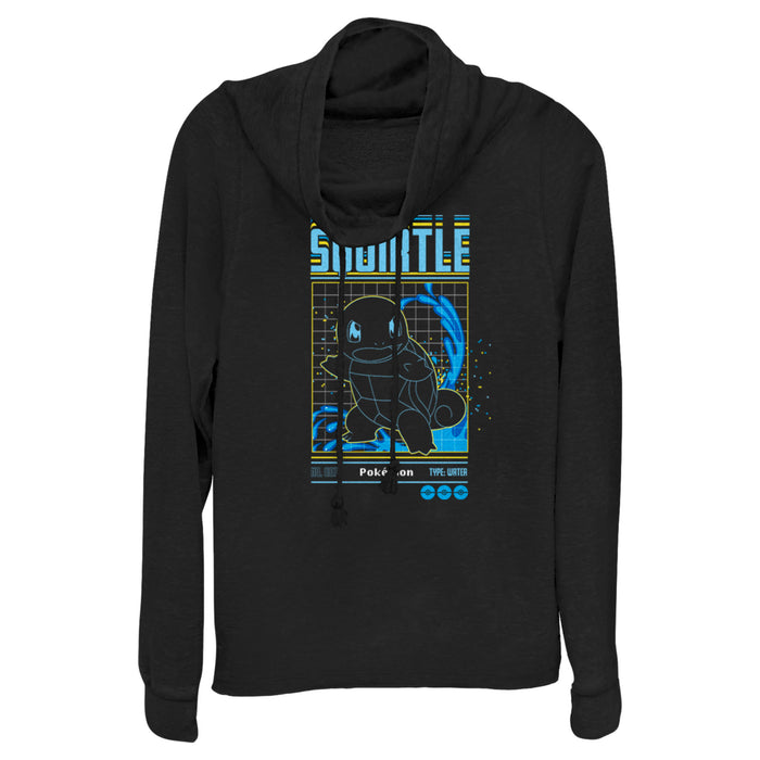 fifth sun Junior's Pokemon Squirtle Retro Grid Cowl Neck Sweatshirt