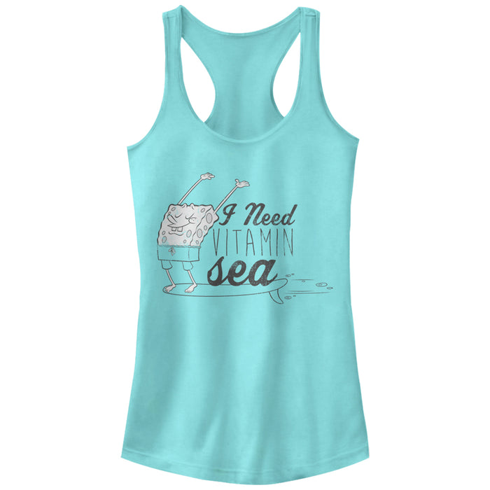 fifth sun Junior's SpongeBob SquarePants Need Vitamin Sea Racerback Tank Top