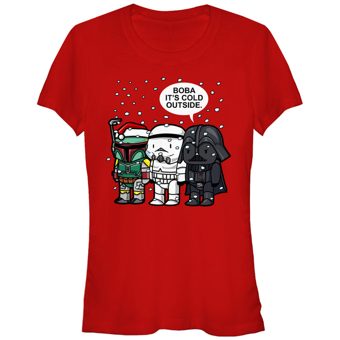 fifth sun Junior's Star Wars Christmas Boba It's Cold Outside T-Shirt