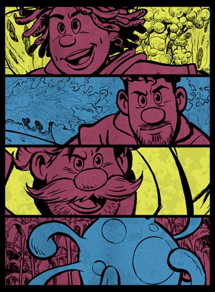 Fifth Sun Junior's Strange World Clade Family Comic Strips Cowl Neck Sweatshirt