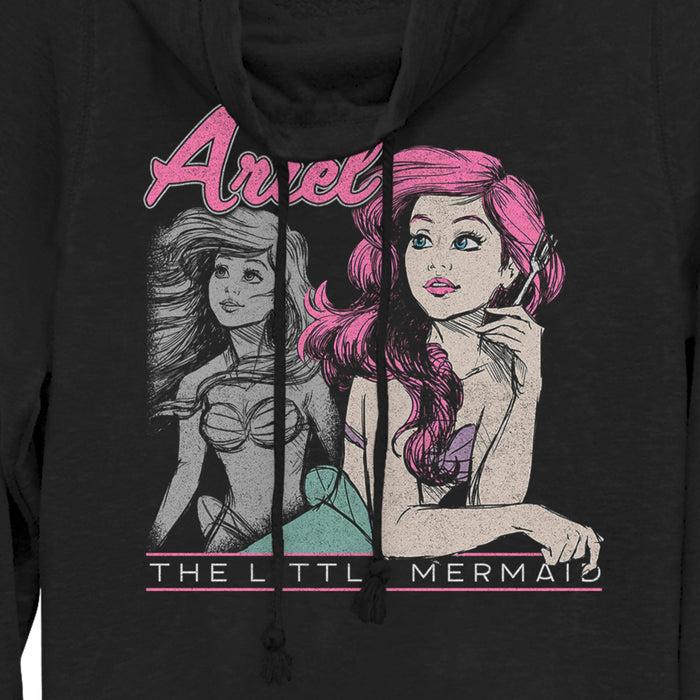 Fifth Sun Junior's The Little Mermaid 90s Ariel Poster Cowl Neck Sweatshirt
