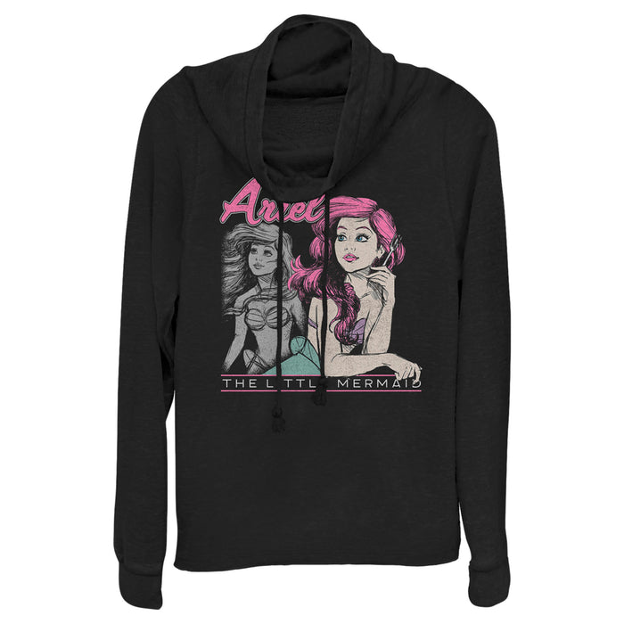 fifth sun Junior's The Little Mermaid 90s Ariel Poster Cowl Neck Sweatshirt