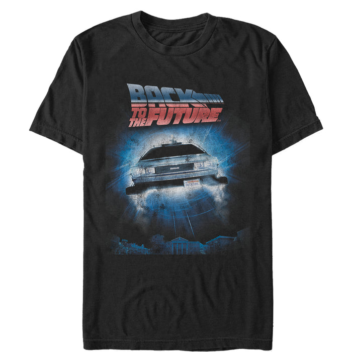 fifth sun Men's Back to the Future Retro DeLorean Poster T-Shirt