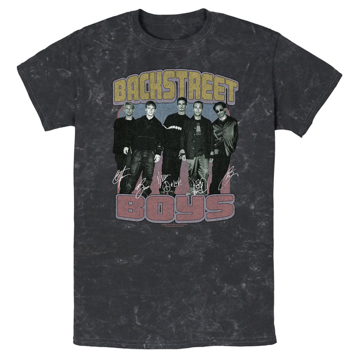 fifth sun Men's Backstreet Boys Group Signatures Distressed T-Shirt