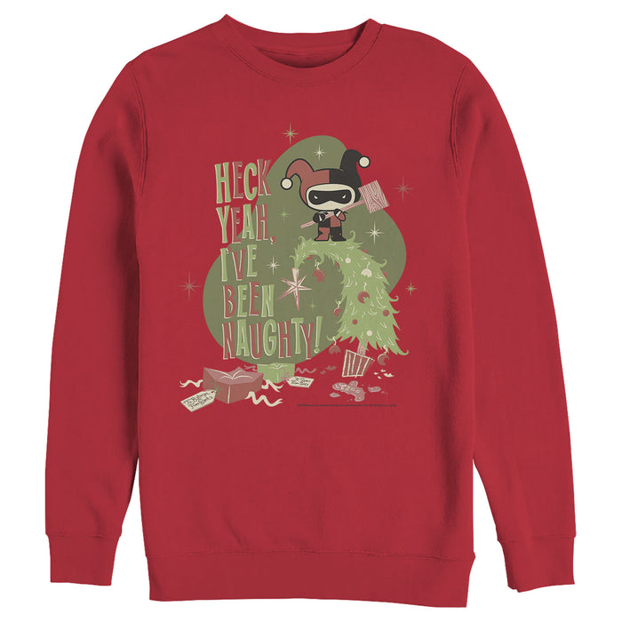 fifth sun Men's Batman Christmas Naughty Harley Quinn Sweatshirt