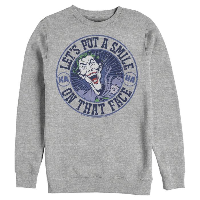 fifth sun Men's Batman Joker Let's Put a Smile On That Face Sweatshirt