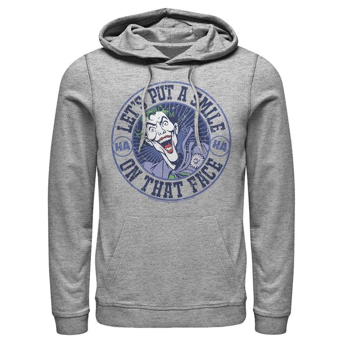 fifth sun Men's Batman Joker Let's Put a Smile On That Face Pull Over Hoodie